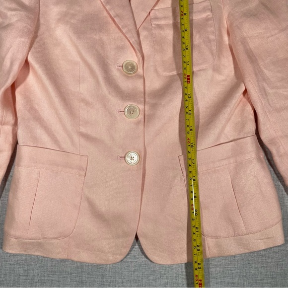 Ralph Lauren Linen Blazer Jacket Womens 2P Pink Notch Lapel Pockets Button Front - Picture 7 of 8